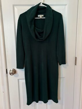 Dressbarn -  Dark Green Cowl Neck Sweater Dress, Size XL